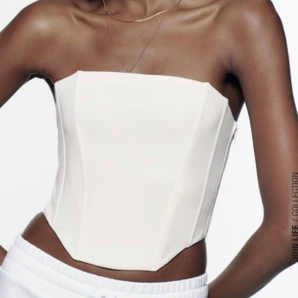 Zara White Cropped Corset Top